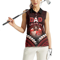 Personalised Tonga Happy Father's Day Women Sleeveless Polo Shirt Ofa Lahi Atu Dad Polynesian Tribal LT05 - Polynesian Pride