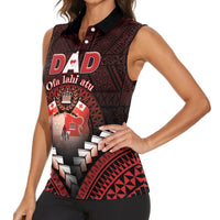 Personalised Tonga Happy Father's Day Women Sleeveless Polo Shirt Ofa Lahi Atu Dad Polynesian Tribal LT05 - Polynesian Pride