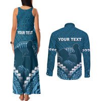 Personalised Fiji Happy Father's Day Couples Matching Tank Maxi Dress and Long Sleeve Button Shirt Au Lomani Iko Dad Polynesian Tribal LT05 - Polynesian Pride