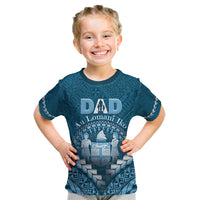 Personalised Fiji Happy Father's Day Kid T Shirt Au Lomani Iko Dad Polynesian Tribal LT05 Blue - Polynesian Pride