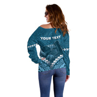 Personalised Fiji Happy Father's Day Off Shoulder Sweater Au Lomani Iko Dad Polynesian Tribal LT05 - Polynesian Pride