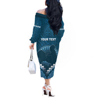 Personalised Fiji Happy Father's Day Off The Shoulder Long Sleeve Dress Au Lomani Iko Dad Polynesian Tribal LT05 - Polynesian Pride
