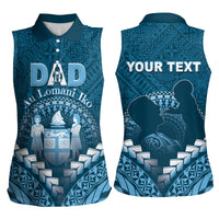 Personalised Fiji Happy Father's Day Women Sleeveless Polo Shirt Au Lomani Iko Dad Polynesian Tribal LT05 - Polynesian Pride