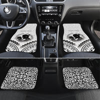 Personalised New Zealand Happy Father's Day Car Mats Aroha Ahau Ki A Koe Papa Polynesian Tribal LT05 Set 4pcs White - Polynesian Pride