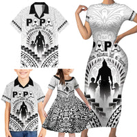 Personalised New Zealand Happy Father's Day Family Matching Short Sleeve Bodycon Dress and Hawaiian Shirt Aroha Ahau Ki A Koe Papa Polynesian Tribal LT05 - Polynesian Pride