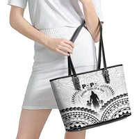 New Zealand Happy Father's Day Leather Tote Bag Aroha Ahau Ki A Koe Papa Polynesian Tribal LT05 - Polynesian Pride