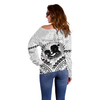 Personalised New Zealand Happy Father's Day Off Shoulder Sweater Aroha Ahau Ki A Koe Papa Polynesian Tribal LT05 - Polynesian Pride