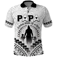 Personalised New Zealand Happy Father's Day Polo Shirt Aroha Ahau Ki A Koe Papa Polynesian Tribal LT05 White - Polynesian Pride
