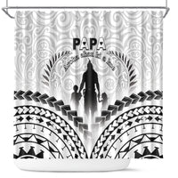 New Zealand Happy Father's Day Shower Curtain Aroha Ahau Ki A Koe Papa Polynesian Tribal LT05 White - Polynesian Pride
