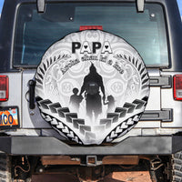 New Zealand Happy Father's Day Spare Tire Cover Aroha Ahau Ki A Koe Papa Polynesian Tribal LT05 White - Polynesian Pride