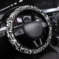 New Zealand Happy Father's Day Steering Wheel Cover Aroha Ahau Ki A Koe Papa Polynesian Tribal LT05 Universal Fit White - Polynesian Pride