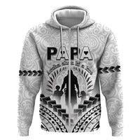 Personalised New Zealand Happy Father's Day Zip Hoodie Aroha Ahau Ki A Koe Papa Polynesian Tribal LT05 Zip Hoodie White - Polynesian Pride