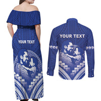 Personalised Samoa Happy Father's Day Couples Matching Off Shoulder Maxi Dress and Long Sleeve Button Shirt Ou Te Alofa Ia Te Oe Tama Dad Polynesian Tribal LT05 - Polynesian Pride