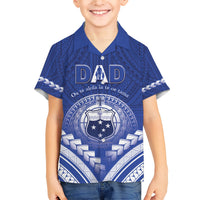 Personalised Samoa Happy Father's Day Family Matching Short Sleeve Bodycon Dress and Hawaiian Shirt Ou Te Alofa Ia Te Oe Tama Dad Polynesian Tribal LT05 Son's Shirt Blue - Polynesian Pride