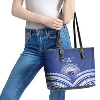 Samoa Happy Father's Day Leather Tote Bag Ou Te Alofa Ia Te Oe Tama Dad Polynesian Tribal