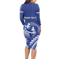 Personalised Samoa Happy Father's Day Long Sleeve Bodycon Dress Ou Te Alofa Ia Te Oe Tama Dad Polynesian Tribal LT05 - Polynesian Pride