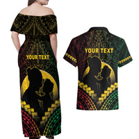 Personalised Vanuatu Happy Father's Day Couples Matching Off Shoulder Maxi Dress and Hawaiian Shirt Mi Lavem Yu Papa Polynesian Tribal LT05 - Polynesian Pride