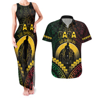 Personalised Vanuatu Happy Father's Day Couples Matching Tank Maxi Dress and Hawaiian Shirt Mi Lavem Yu Papa Polynesian Tribal LT05 Reggae - Polynesian Pride