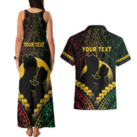 Personalised Vanuatu Happy Father's Day Couples Matching Tank Maxi Dress and Hawaiian Shirt Mi Lavem Yu Papa Polynesian Tribal LT05 - Polynesian Pride