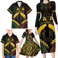 Personalised Vanuatu Happy Father's Day Family Matching Long Sleeve Bodycon Dress and Hawaiian Shirt Mi Lavem Yu Papa Polynesian Tribal LT05 - Polynesian Pride