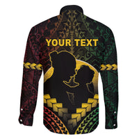 Personalised Vanuatu Happy Father's Day Family Matching Off The Shoulder Long Sleeve Dress and Hawaiian Shirt Mi Lavem Yu Papa Polynesian Tribal LT05 - Polynesian Pride