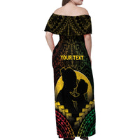 Personalised Vanuatu Happy Father's Day Family Matching Off Shoulder Maxi Dress and Hawaiian Shirt Mi Lavem Yu Papa Polynesian Tribal LT05 - Polynesian Pride