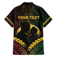 Personalised Vanuatu Happy Father's Day Family Matching Off Shoulder Short Dress and Hawaiian Shirt Mi Lavem Yu Papa Polynesian Tribal LT05 - Polynesian Pride