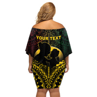 Personalised Vanuatu Happy Father's Day Family Matching Off Shoulder Short Dress and Hawaiian Shirt Mi Lavem Yu Papa Polynesian Tribal LT05 - Polynesian Pride