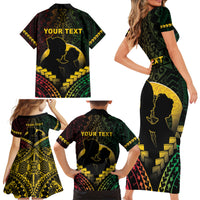 Personalised Vanuatu Happy Father's Day Family Matching Short Sleeve Bodycon Dress and Hawaiian Shirt Mi Lavem Yu Papa Polynesian Tribal LT05 - Polynesian Pride