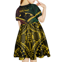 Personalised Vanuatu Happy Father's Day Kid Short Sleeve Dress Mi Lavem Yu Papa Polynesian Tribal LT05 - Polynesian Pride