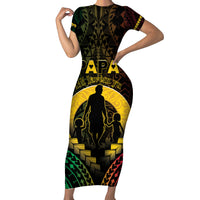 Personalised Vanuatu Happy Father's Day Short Sleeve Bodycon Dress Mi Lavem Yu Papa Polynesian Tribal LT05 Long Dress Reggae - Polynesian Pride
