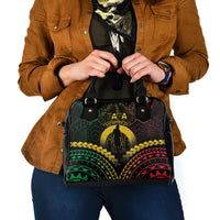 Vanuatu Happy Father's Day Shoulder Handbag Mi Lavem Yu Papa Polynesian Tribal