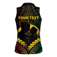 Personalised Vanuatu Happy Father's Day Women Sleeveless Polo Shirt Mi Lavem Yu Papa Polynesian Tribal LT05 - Polynesian Pride