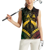 Personalised Vanuatu Happy Father's Day Women Sleeveless Polo Shirt Mi Lavem Yu Papa Polynesian Tribal LT05 - Polynesian Pride