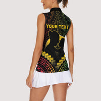 Personalised Vanuatu Happy Father's Day Women Sleeveless Polo Shirt Mi Lavem Yu Papa Polynesian Tribal LT05 - Polynesian Pride