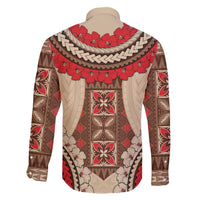 Samoa Language Week Family Matching Off Shoulder Short Dress and Hawaiian Shirt Samoan Motif With Red Hibiscus LT05 - Polynesian Pride