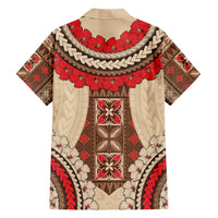 Samoa Language Week Family Matching Short Sleeve Bodycon Dress and Hawaiian Shirt Samoan Motif With Red Hibiscus LT05 - Polynesian Pride
