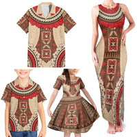 Samoa Language Week Family Matching Tank Maxi Dress and Hawaiian Shirt Samoan Motif With Red Hibiscus LT05 - Polynesian Pride