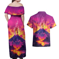 Hawaii Kilauea Volcano Couples Matching Off Shoulder Maxi Dress and Hawaiian Shirt There Is Pele Goddess Of The Volcano LT05 - Polynesian Pride