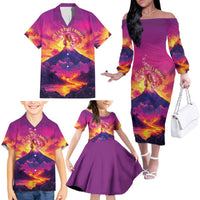Hawaii Kilauea Volcano Family Matching Off The Shoulder Long Sleeve Dress and Hawaiian Shirt There Is Pele Goddess Of The Volcano LT05 - Polynesian Pride