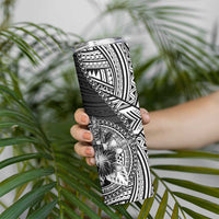 Hibiscus With Black Austronesian Tattoo Pattern Skinny Tumbler - Polynesian Pride