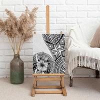 Hibiscus With White Austronesian Tattoo Pattern Canvas Wall Art - Polynesian Pride