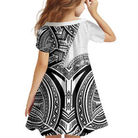 Hibiscus With White Austronesian Tattoo Pattern Family Matching Short Sleeve Bodycon Dress and Hawaiian Shirt - Polynesian Pride