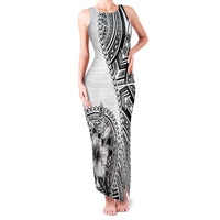 Hibiscus With White Austronesian Tattoo Pattern Family Matching Tank Maxi Dress and Hawaiian Shirt - Polynesian Pride