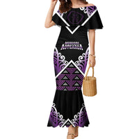 Personalised Aotearoa Moriori Family Matching Mermaid Dress and Hawaiian Shirt Maori Pattern New Zealand LT05 Mom's Dress Purple - Polynesian Pride