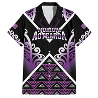 Personalised Aotearoa Moriori Family Matching Puletasi and Hawaiian Shirt Maori Pattern New Zealand LT05 Dad's Shirt - Short Sleeve Purple - Polynesian Pride