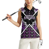 Personalised Aotearoa Moriori Women Sleeveless Polo Shirt Maori Pattern New Zealand LT05 - Polynesian Pride