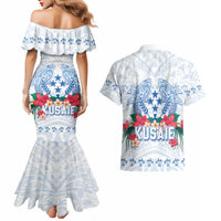 Happy Kosrae Liberation Day Couples Matching Mermaid Dress and Hawaiian Shirt Polynesian Shark Turtle Motif LT05 - Polynesian Pride