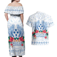 Happy Kosrae Liberation Day Couples Matching Off Shoulder Maxi Dress and Hawaiian Shirt Polynesian Shark Turtle Motif LT05 - Polynesian Pride