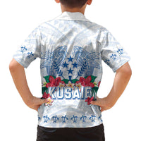 Happy Kosrae Liberation Day Family Matching Off Shoulder Short Dress and Hawaiian Shirt Polynesian Shark Turtle Motif LT05 - Polynesian Pride